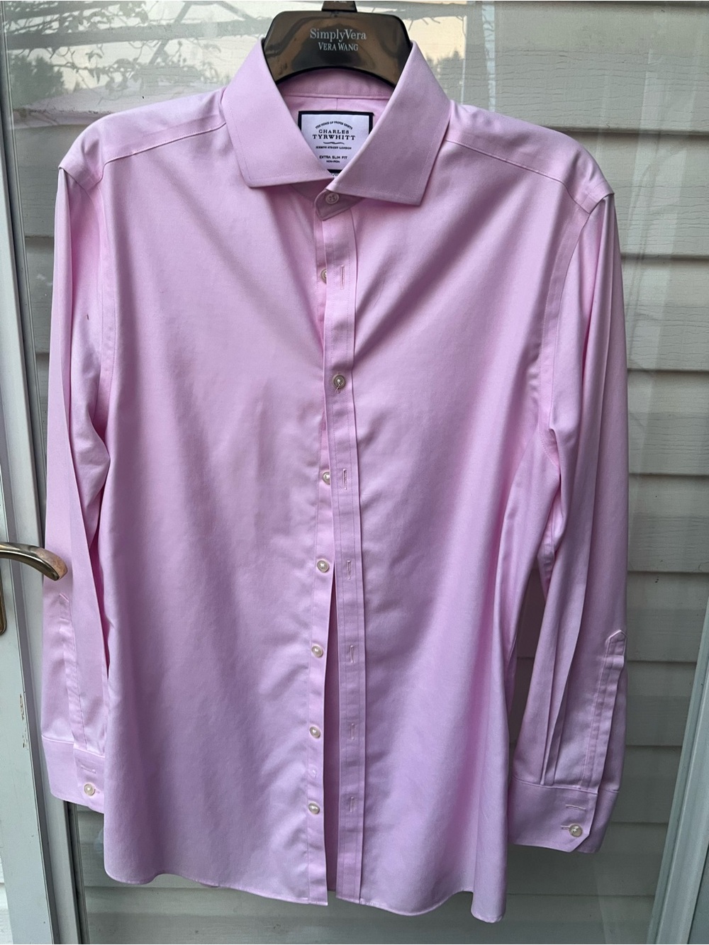 Charles Tyrwhitt Shirt Mens 15.5x32” 39/81cm pink extra  Slim Fit Non Iron shirt